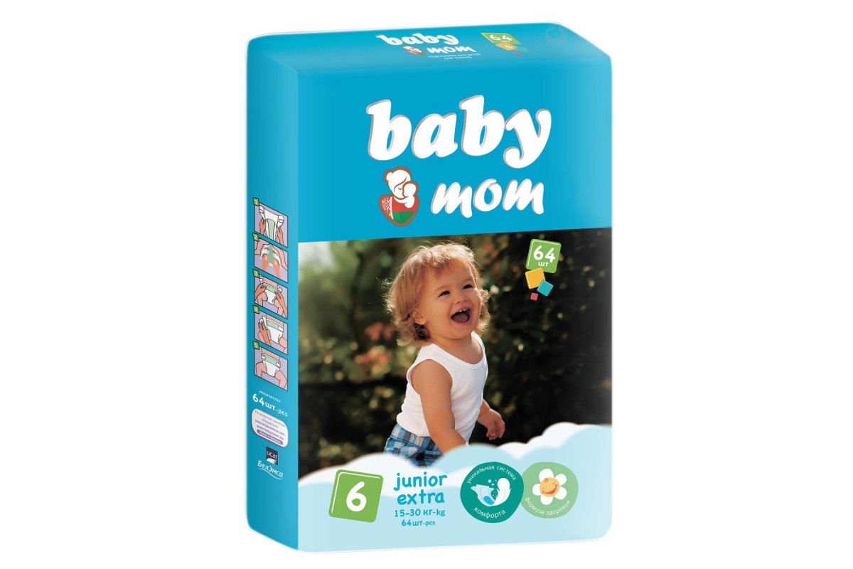 Подгузники для детей Baby Mom 15-30 кг 64 шт – Купить в СПб недорого