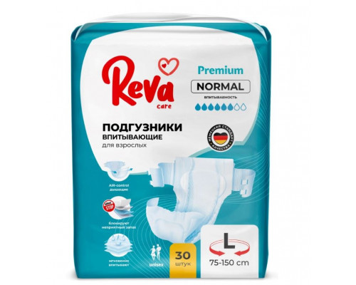Подгузники на липучках для взрослых Reva Care Normal L 30 шт. купить