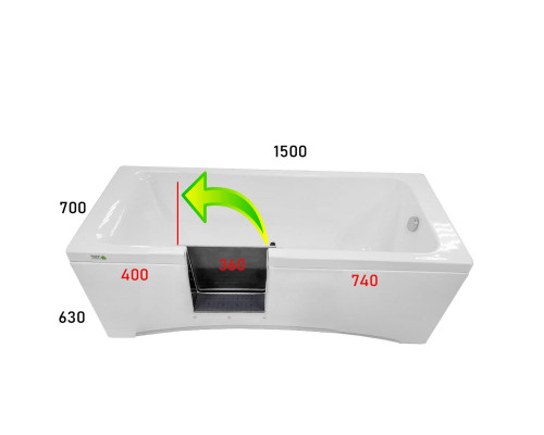 Ванна с дверью САНКОМП 1500х700х630 мм 10